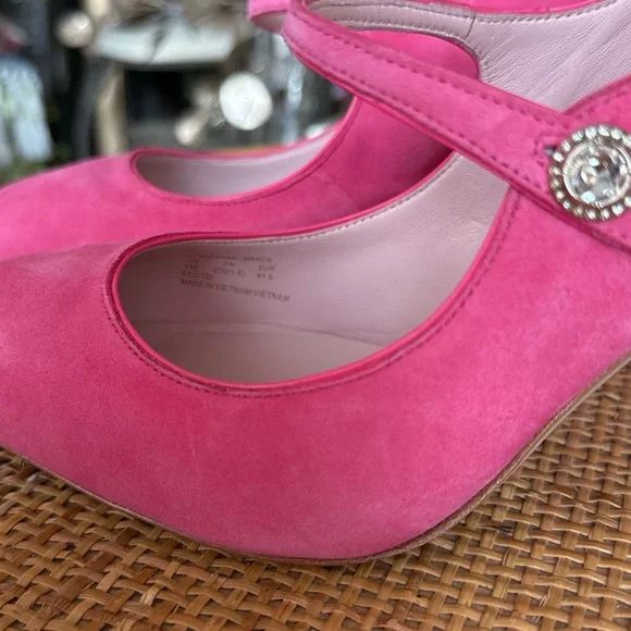 KATE ♠️ SPADE Elegant Pink Suede Mary Jane Heels - Picture 12 of 15